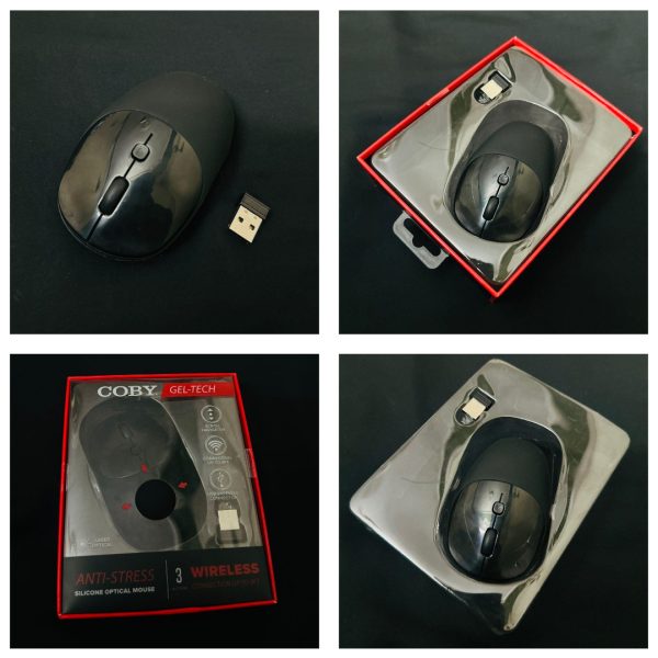 Coby Gel-Tech Wireless Optical Mouse β Anti-Stress Silicone Grip, 3-Button, Laser Sensor, 9ft Wireless Range (for Laptop & PC)