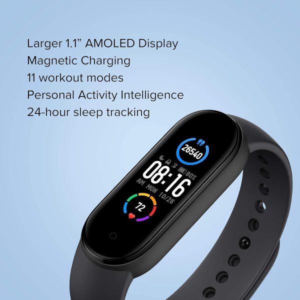 M5 Smart Fitness Band β Blood Pressure & Heart Rate Monitor, FitPro App Support, Sports Tracker for Android & iOS