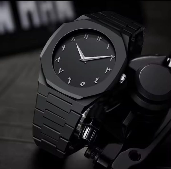 Black Aura Quartz Watch for Men – Lightweight Fiber Design with Arabic Dial | Trendy All-Black Arabic Numeral Timepiece