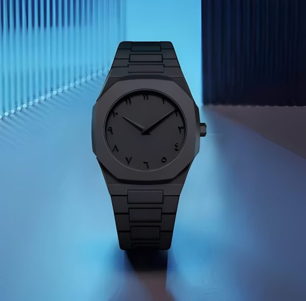 Black Aura Quartz Watch for Men – Lightweight Fiber Design with Arabic Dial | Trendy All-Black Arabic Numeral Timepiece