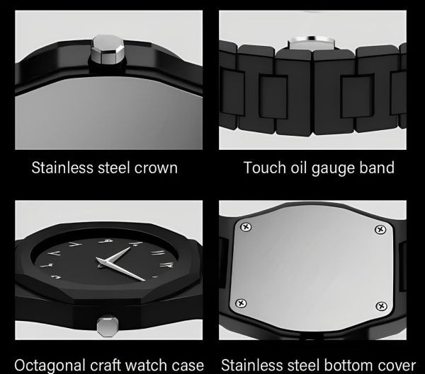 Black Aura Quartz Watch for Men – Lightweight Fiber Design with Arabic Dial | Trendy All-Black Arabic Numeral Timepiece