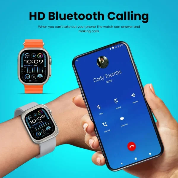 Crown H70 Ultra-2 Smart Watch – 7+1 Straps, Wireless Charging, Bluetooth Calling, Case Cover & Screen Protector | Full-Feature Smartwatch Bundle