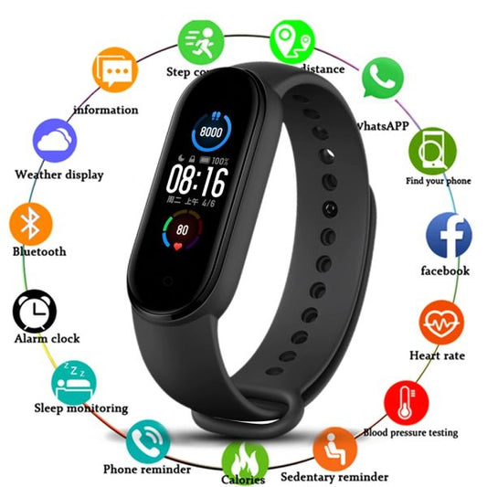 M5 Smart Fitness Band – Blood Pressure & Heart Rate Monitor, FitPro App Support, Sports Tracker for Android & iOS