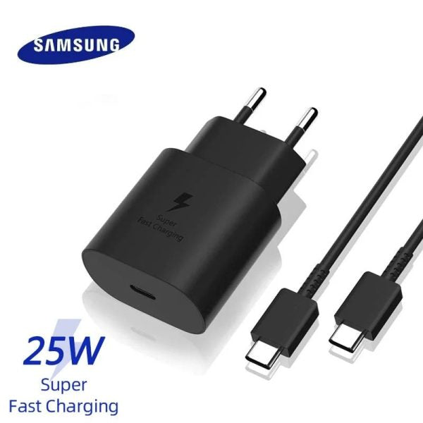 Samsung 25W Super Fast Charger – USB Type-C Fast Charging Adapter with Box | Original Samsung PD 25W Wall Charger