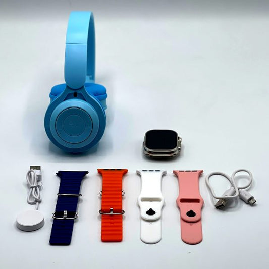 Ultra 2 Smart Watch Bundle – Free P47 Wireless Headphones + 7 Stylish Interchangeable Straps Included